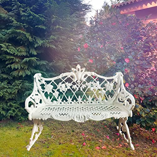 Weiße Bank aus Aluminium, für den Außenbereich und den Garten, robust, europäische Handwerkskunst (Balkon)