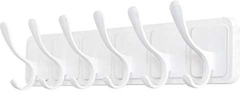 SKOLOO Porte-manteau mural moderne,Lot de 2, Style scandinave, avec 6 crochets pour suspendre manteaux, écharpes, chapeaux et plus encore, blanc