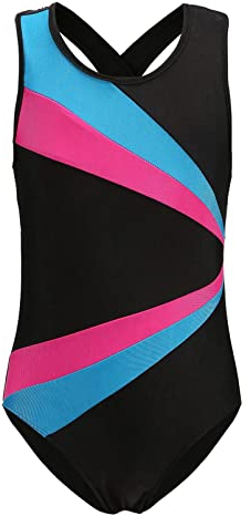 SEAUR - Turnanzug Mädchen Ärmellos Kinder Gymnastikanzug Schwarz mit Kreuz Schultergurte Klassisch Trikot Gymnastik Tanzen Ballet Yoga Kleidung 11-12 Jahre