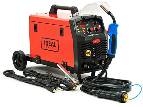 Ideal PRAKTIG MIG 200 PULSE MIG/MAG PULS Synergia Inverter Saldatrice 200A FLUX 3 in 1, rosso