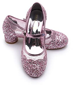 ELSA & ANNA Prinzessin Schuhe Mädchen – Prinzessin Schuhe mit 3 cm hohem Absatz – Glitzer Schuhe Mädchen – Schuhe für ELSA Kleid für Partys, Fasching, Karneval – High Heels für Kinder (SH2206)