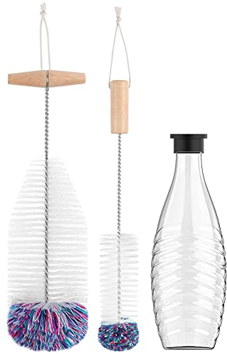 WANGCL Bottle Brush,Bottle Cleaning Brush,for SodaStream Glass Bottles Scratch-Free Cleaning Bottle Cleaner for Glass Carafe 0.6 Litres Soda Bottles Drinking Bottles(Pack of 2 White)