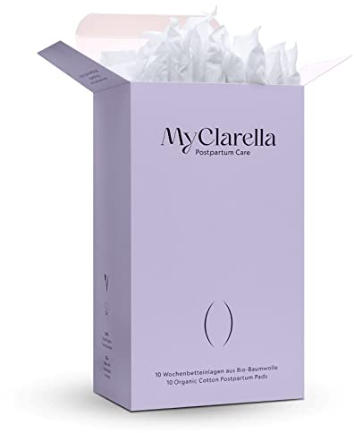 MyClarella Bio Wochenbett-Einlagen (10er-Pack) – Binden nach der Geburt aus 100% GOTS zertifizierter Baumwolle – Hautfreundlich, hypoallergen, extra lang & extra starke Saugfähigkeit