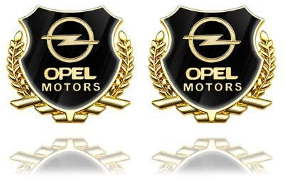 2 Stück Auto 3D Metall Aufkleber, Seitentür Seitenfenster Emblem Aufkleber Haube Kofferraum Auto Emblem Flügel Styling Aufkleber, Für Opel Astra Insignia Mokka Zafira Corsa Crossland GT Karl,Gold