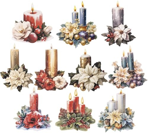 Ideen mit Herz 3-D Motive, ausgestanzt, ca. 7-10 cm, 10 Stück im Beutel | Bilder zum Basteln & Dekorieren | Grußkarten selber machen | Bildmotive für Scrapbooking & DIY-Deko (Weihnachtskerzen)