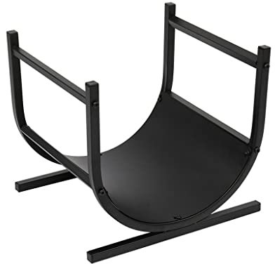 Brennholz-Lagerregal, einfaches Eisen, schwarzer Boden, Wohnzimmer, Zuhause, Brennholz-Lagerregal, Holz, Brennholz, Eisenplatte, Trennwand, neu (schwarz)