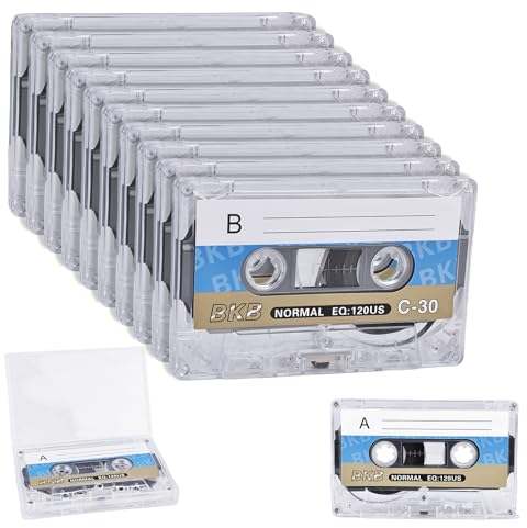 10 Stück Audio Kassetten Leer: HOMURY Rauscharm Audiokassetten, 60 Min Musikkassette, Transparenter Kunststoff-Kassettenbandhülle für Vorlesungen Seminare Alltägliche Aufnahmen