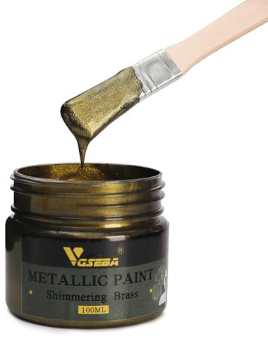 VGSEBA Peinture acrylique en laiton métallique, 100 ml de peinture en feuille de cuivre pour art, peinture, artisanat, idéale pour toile, bois, argile, tissu, céramique