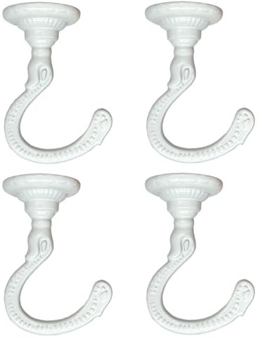 Evsteluo Grandi ganci resistenti da soffitto con kit completo di ferramenta – ideali per appendere piante, soffitto e cartongesso (4 set bianco)