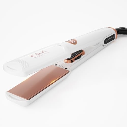 K&K Professional Hair Straighteners for Women, 44mm Wide Plate Straightener Titanium 230 Degrees Keratin Therapy Smooth Flat Irons for Thicker Hair UK Plug