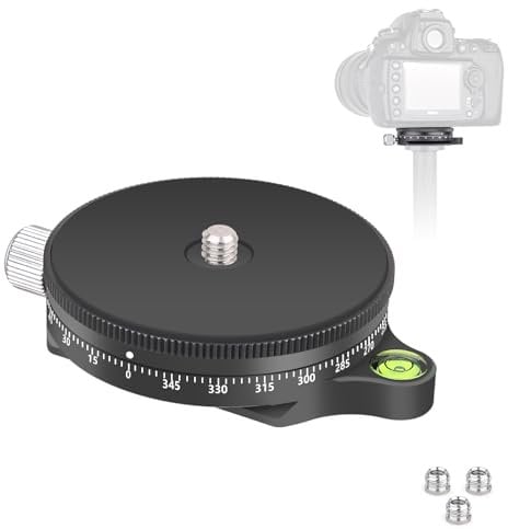 ARTCISE Camera Panoramic Panning Base with Style Plate, Panorama Head with Bubble Level for Tripod Monopod DSLR Cameras, Max load: 15kg/33lbs.