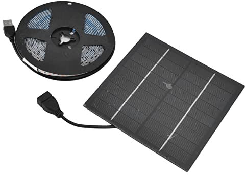 Locadence Solar Plant Grow Light Strip, 5A 5V 5W Promote Growth LED Grow Light Strip with Solar Panel for Plants, Greenhouse, Gardening, Domestic Balcony Sowing, Breeding, Bonsai (3M)