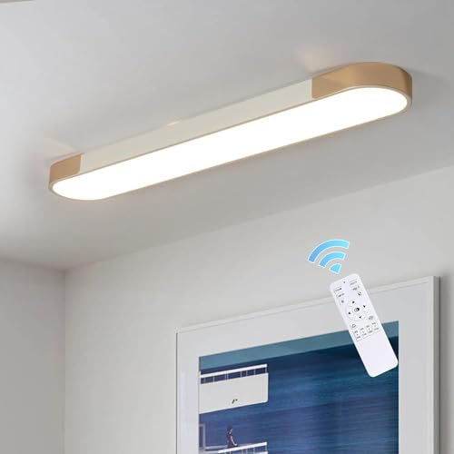Oninio LED Deckenleuchte Moderne Deckenlampe Dimmbare Deckenleuchte mit Fernbedienung für Schlafzimmer Wohnzimmer Esszimmer (Gold 100cm)
