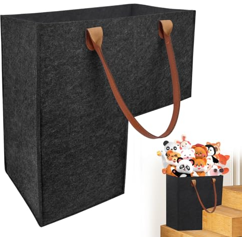 Treppenkorb, Treppenkorb Stufenkorb, Treppenkorb mit Griffen, Geflochten Treppen Organizer Stufenkorb Treppe für Wäsche, Spielzeug, Haushaltsgegens