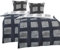 BaSaTex Microfaser Partner Bettwäsche mit Wendemotiv | 2X 135x200 Bettbezug + 2X 80x80 Kissenbezug | Mikrofaser Bettwäsche Set 4 teilig für Paare | Design: Jubi Schwarz Weiss