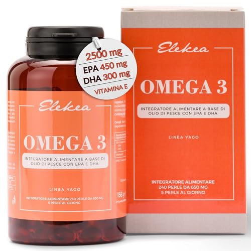 Omega 3 Ifos Olio di Pesce Alto Dosaggio 240 SoftGel - Omega 3 2500 mg per dose - Omega 3 fish oil per Cuore e Funzione Cerebrale - Acidi grassi Essenziali 450mg EPA, 300mg DHA, 50mg Vitamina E