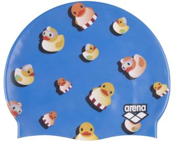 Arena HD Unisex Elastic Silicone Swim Bathing Cap for Adults Training Water Sports Fitness Swimming Gear Accessories Chlorine Protection Pool Hat for Hair, Ducks, One Size