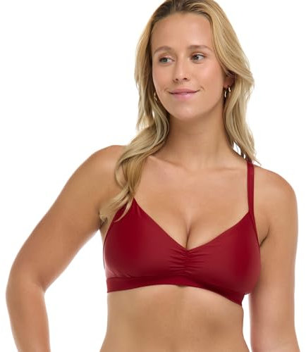 Body Glove Women's Drew Bikini Top Swimsuit with Adjustable Tie Back, Cranberry, E