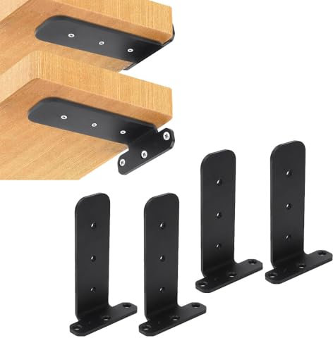 4 Stück Regalhalterung Metall Regalträger, 5 mm Dick Regalhalterung Schwarz Schwerlast Tragkraft 200lbs, 90 Grad Schwebende Regal Halterungen, Regal Halterung Wand Unsichtbar, für Küche, Büro, Tisch