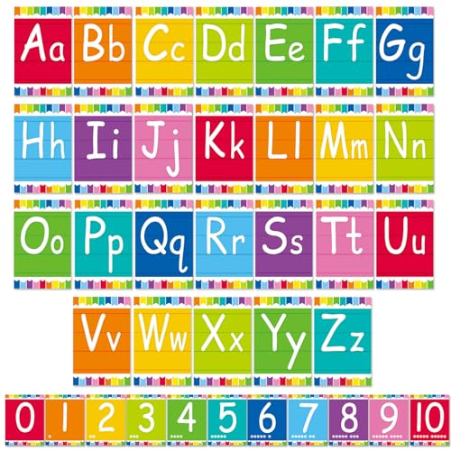 Pinnwand-Buchstaben – ABC-Alphabet-Poster, Klassenzimmer-Dekorationsset, Kleinkind, englisches Poster, Kindergarten, Grundschulklassenzimmer, Kinderzimmer, Zuhause, Wanddekoration (bunt)