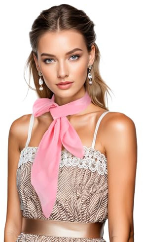 DAMILY 70 x 70 cm Bandana Damen Seidentuch Kopftuch Sommer Quadratische Schal Square Bandanas Haarschal Einfarbiger sonnenschutz kopf(Rosa)