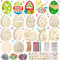 396 Stück Ostern Bastelset Kinder, Holzanhänger Ostern zum Bemalen, Ostern Anhänger Holz, Ostern Basteln Kinder, Ostern Holz Bemalen, mit Aquarellstift, Glocke, Strass, Auge, Pompoms, Seil
