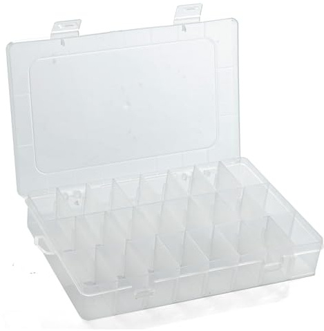 easybuyeu Craft Storage Box 24 Grids,Organiser Box with dividers Fishing Tackle box Bead Storage Box With Compartments For Plane,Earring Box Screw Jewellery Storage Plastic Art DIY