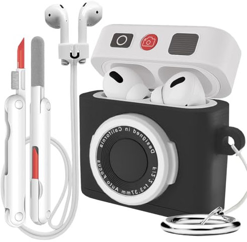 Custodia antiurto per fotocamera per AirPods di terza generazione con kit di pulizia, divertenti custodie per cuffie in silicone compatibili con Airpod Pro 3, coperture protettive impermeabili con