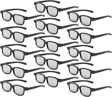 Occhiali Reald 3D, lenti 3D passive polarizzate circolari per il cinema in formato Reald/film TV 3D polarizzati passivi - compatibili con TV e cinema Confezione da 15