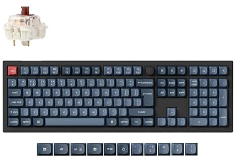 Keychron V6 Max Full-Size Wireless Custom Mechanical Keyboard - Gateron Brown Tactile Switch, QMK Programmable, 2.4 GHz/Bluetooth Connectivity (UK Layout) Compatible with Mac Windows Linux - Black