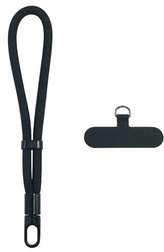 TUYOBG Verstellbare c mit Handschlaufe, Universal Handschlaufe Handyband mit Ultradünnem Patch, Anti-Verlust Handyanhänger für Handgelenk, Kompatibel mit Allen Smartphones – Schwarz