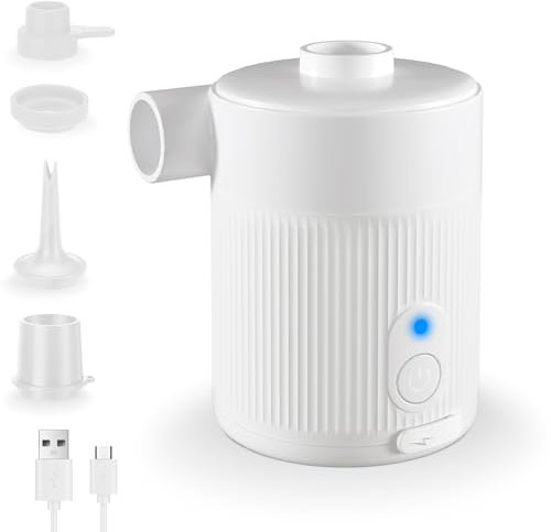 ZAPLIT Pompa ad aria elettrica portatile per gonfiabili, 2 in 1, gonfiaggio e sgonfiaggio rapidi con ugello esteso (flusso d'aria stabile), 4 ugelli + borsa per riporre materassini, piscina