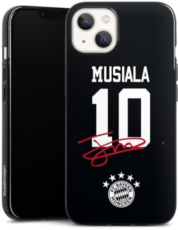 Silikon Hülle kompatibel mit Apple iPhone 13 Case schwarz Handyhülle FC Bayern München Jamal Musiala FCB