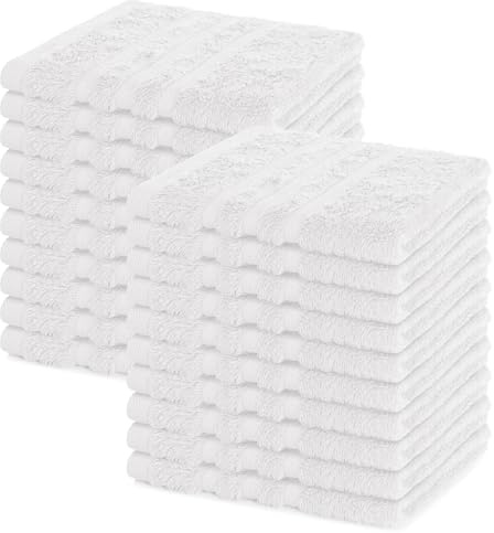 Lavea® Seiftuch 20er Set 30x30 cm, Weiß | 100% Baumwolle, hochwertige Seiftücher und Gästehandtücher, saugstark, waschbar und strapazierfähig – Frottierserie Elena