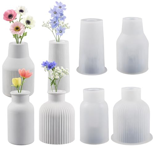 JVHLOV Set of 4 Silicone Vase Moulds, Resin Casting Moulds for DIY Decor | Modern Vase & Crystal Bottle Molds for Epoxy Resin, Reusable Silicone Moulds for Home Decoration Crafts