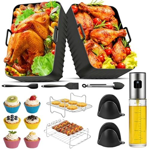 16-tlg Heißluftfritteuse Zubehör Airfryer Zubehör Set für Foodi Max Dual Zone AF400EU AF300EU 7,6L-9,5L Airfryer Silikonform für Heißluftfritteuse Air Fryer