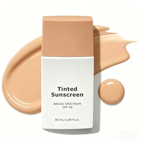 Daily Tinted Fluid Sunscreen - Tinted Sunscreen - Getönte Sonnencreme Gesicht LSF 40 - Sonnenschutz Gesicht - Getönte Tagescreme mit Lichtschutzfaktor, Natürliche Abdeckung & Make-up Primer