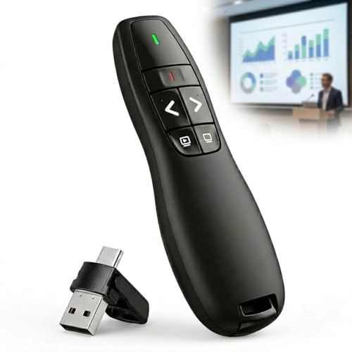 2 in 1 USB and Type-C Präsentationsfernbedienung, Powerpoint Fernbedienung | Wireless Presenter, Plug & Play, für Präsentationen kompatibel mit Laptop, PC