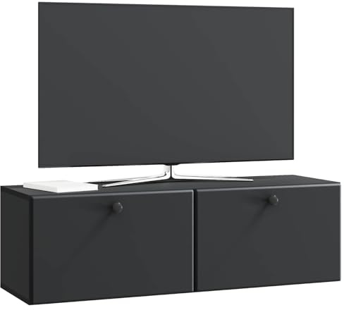 vidaXL Wandmontierter TV-Schrank 98 x 31 x 30 cm Schwarz Holzwerkstoff, Wohnzimmeraufbewahrung, moderner Schrank, Wand-TV-Ständer, rechteckiges Design, viel Platz, praktische Möbel