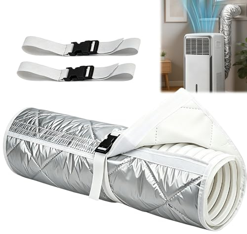Housse De Protection Pour Tuyau De Climatisation, 147x58cm Gaine Isolante Pour Tuyau de Climatiseur, Isolation de Tuyau CA Portable Avec 2 Sangles Réglables Pour Maison, Chambre, Bureau