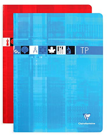 Clairefontaine 3377C - Heft / Praxisarbeitsheft DIN A4+ 24x32 cm, 32 Blatt französische Lineatur 90g + blanko 125g, ideal für wissenschaftliche Unterrichte, farbig sortiert, 1 Stück