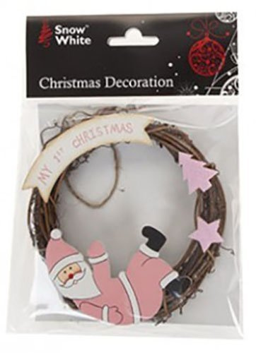 PMS 12CM Rattan My 1ST Christmas Wreath in PBHC 2ASSTD