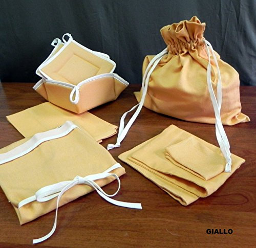 SET 6 PRODOTTI CUCINA LINEA COLOR (GREMBIULE, COPPIA PRESINE, STROFINACCIO, SACCHETTO PORTAPANE, CESTINO PORTAPANE, SET PRIMA COLAZIONE) COLORI A SCELTA