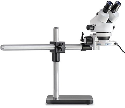 KERN Optics Vordefiniert Stereomikroskop-Set mit Universalständer und Beleuchtung für Ihren funktionalen Arbeitsplatz, Binokular Tubus, 0.7x - 4.5x Objektiv, 4.5W-LED-Ringlicht