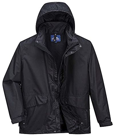 Portwest S507 Argo 3-in-1 Jacket Long Sleeve Waterproof Interactive Fleece | Black, Small, EN 343 Class 3:2, EN 342, Regular Fit, Internal Chest Pocket, Phone Pocket, Two-Way Zip, Breathable Fabric