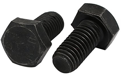 sourcing map 2 Stück 8.8 Grad M10x20mm Vollgewinde Linksgewinde Sechskantschraube Schwarz