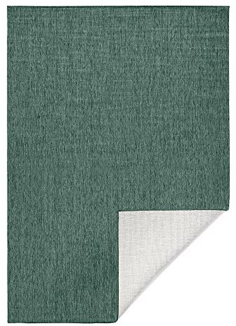 Wendeteppich Uni Miami Grün Creme In- & Outdoor, Größe:80x150 cm