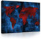 ForWall Bilder Canvas Blaue und Rote Weltkarte O1 (100cm. x 75cm.) Leinwandbilder Wandbild AMFPP10421O1