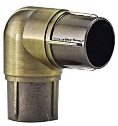 Your Home Online 19mm & 28mm Single Corner Bay Window Curtain Pole Elbow Joint Connector Bracket Rod (Antique Brass, 19mm Diameter Poles)