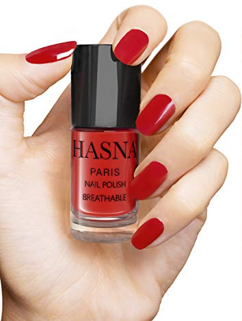 HASNA PARIS - Nagellack Halal - Éco-Responsable - Glanz und langanhaltend - einfach eine Applikation - 6ml (KARMINROT)